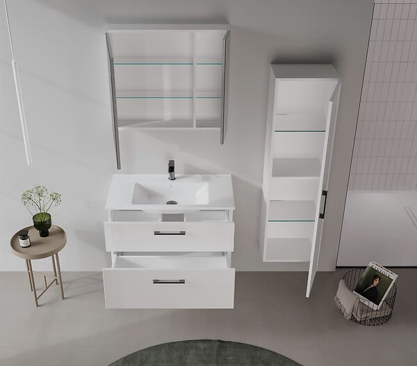 HABITAT ET JARDIN - Meuble Vasque "Bari 85 v2" - 85 x 45 x 55 cm - Matte White - large