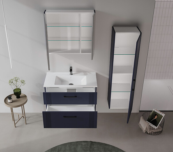 HABITAT ET JARDIN - Meuble Vasque "Bari 85 v2" - 85 x 45 x 55 cm - Matte Navy Blue - large