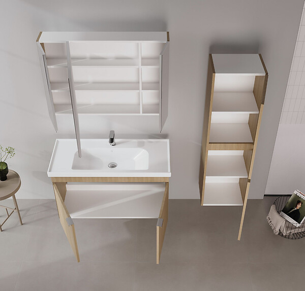 HABITAT ET JARDIN - Ensemble Meuble Vasque avec Miroir (2 Pièces) "Desna 100" - 100 x 45 x 58 cm - Oak - large