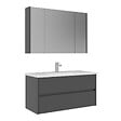 HABITAT ET JARDIN - Ensemble Meuble Vasque avec Miroir (2 Pièces) "Arno 100" - 100 x 45 x 52 cm - Grey - vignette