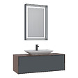 HABITAT ET JARDIN - Ensemble Meuble Vasque avec Miroir (2 Pièces) "Craft 120" - 120 x 50 x 40 cm - Walnut / Anthracite / White - vignette