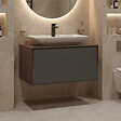 HABITAT ET JARDIN - Meuble Vasque "Craft 80" - 80 x 50 x 40 cm - Walnut / Anthracite - vignette