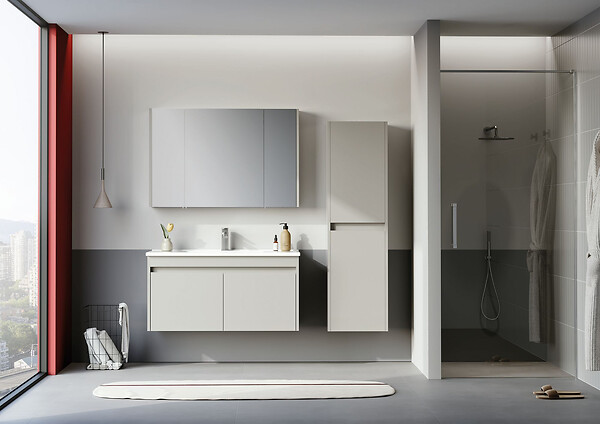 HABITAT ET JARDIN - Ensemble Meuble Vasque avec Miroir (2 Pièces) "Arno 100" - 100 x 45 x 52 cm - Cashmere - large