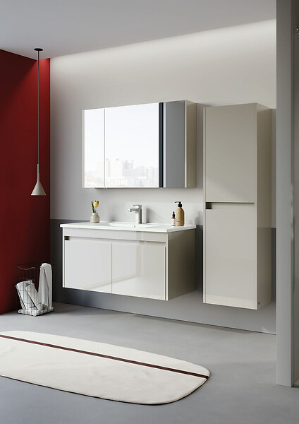 HABITAT ET JARDIN - Ensemble Meuble Vasque avec Miroir (2 Pièces) "Arno 100" - 100 x 45 x 52 cm - Cashmere - large