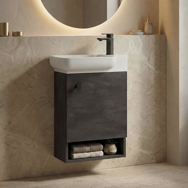 HABITAT ET JARDIN - Meuble Vasque "Begonya 55" - 53 x 33 x 75 cm - Anthracite / Ivory - large
