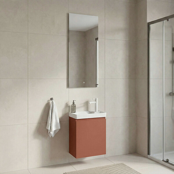 HABITAT ET JARDIN - Ensemble Meuble Vasque avec Miroir (2 Pièces) "Ferla 40" - 40 x 22 x 50 cm - Matte Cinnamon - large