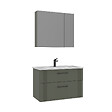 HABITAT ET JARDIN - Ensemble Meuble Vasque avec Miroir (2 Pièces) "Bari 85 v2" - 85 x 45 x 55 cm - Matte Green - vignette