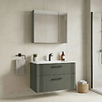 HABITAT ET JARDIN - Ensemble Meuble Vasque avec Miroir (2 Pièces) "Bari 85 v2" - 85 x 45 x 55 cm - Matte Green - vignette