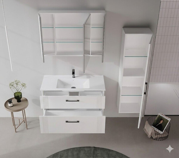 HABITAT ET JARDIN - Meuble Vasque "Bari 100 v2" - 100 x 45 x 55 cm - Matte White - large