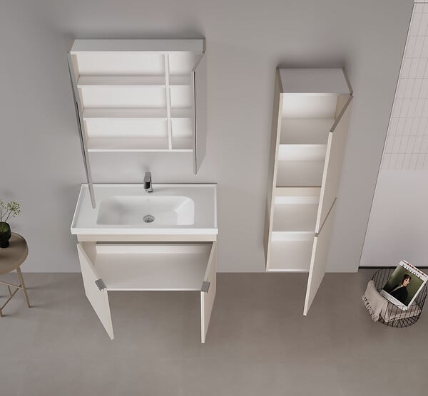 HABITAT ET JARDIN - Ensemble Meuble Vasque avec Miroir (2 Pièces) "Desna 90" - 90 x 45 x 58 cm - Sand - large