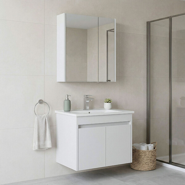 HABITAT ET JARDIN - Ensemble Meuble Vasque avec Miroir (2 Pièces) "Arno 65" - 65 x 45 x 52 cm - White - large