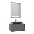 HABITAT ET JARDIN - Ensemble Meuble Vasque avec Miroir (2 Pièces) "Craft 80" - 60 x 50 x 40 cm - Walnut / Anthracite - vignette