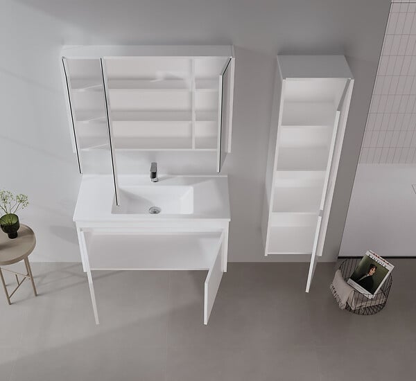 HABITAT ET JARDIN - Ensemble Meuble Vasque avec Miroir (2 Pièces) "Arno 100" - 100 x 45 x 52 cm - White - large