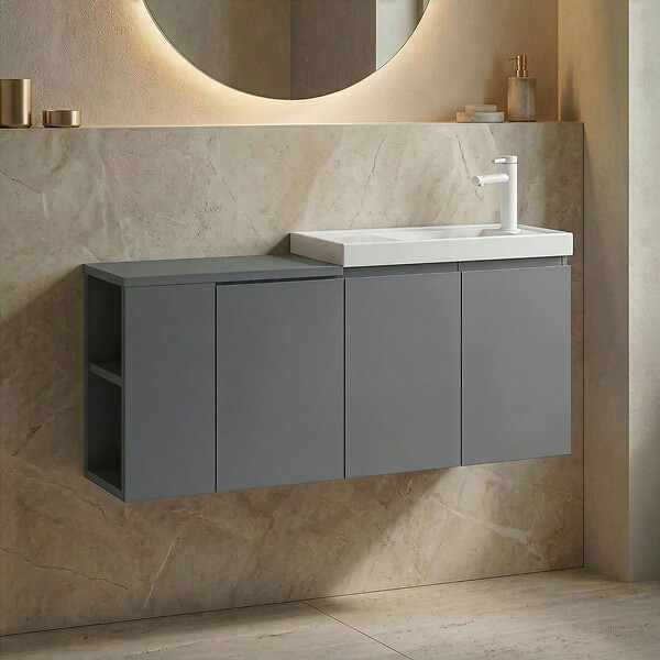 HABITAT ET JARDIN - Meuble Vasque "Ferla 110" - 110 x 22 x 45 cm - Matte Grey - large