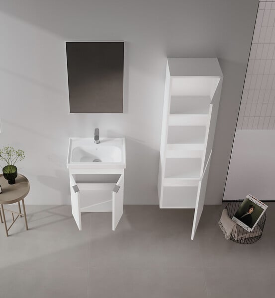 HABITAT ET JARDIN - Ensemble Meuble Vasque avec Miroir (2 Pièces) "Desna 50" - 50 x 38 x 58 cm - Matte White - large