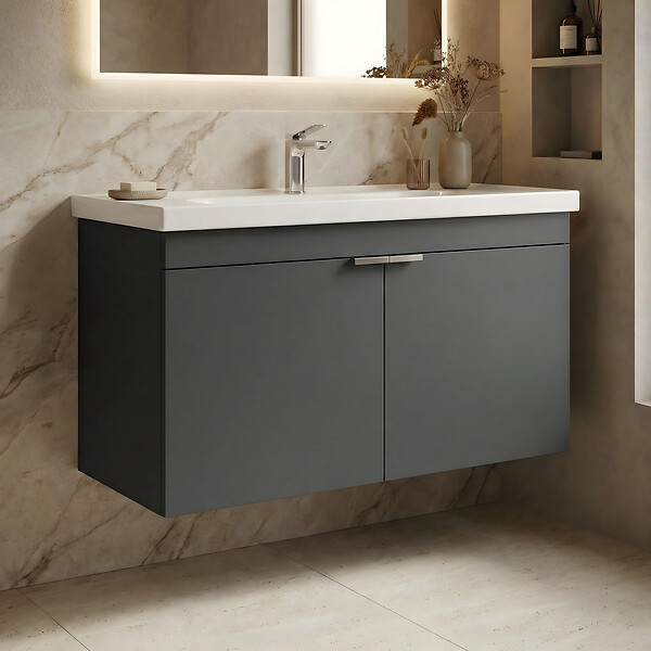 HABITAT ET JARDIN - Meuble Vasque "Desna 100" - 100 x 45 x 58 cm - Matte Anthracite - large