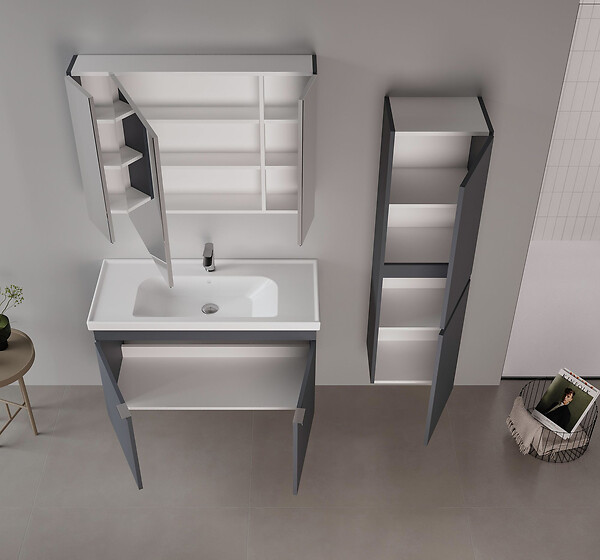 HABITAT ET JARDIN - Meuble Vasque "Desna 100" - 100 x 45 x 58 cm - Matte Anthracite - large