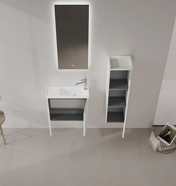 HABITAT ET JARDIN - Ensemble Meuble Vasque avec Miroir (2 Pièces) "Ferla 60" - 60 x 22 x 50 cm - Matte Cashmere - large