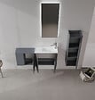 HABITAT ET JARDIN - Ensemble Meuble Vasque avec Miroir (2 Pièces) "Ferla 110" - 40 x 22 x 45 cm - Matte Anthracite - vignette