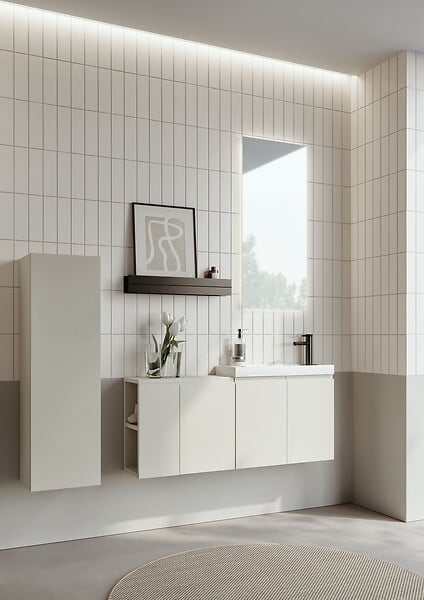 HABITAT ET JARDIN - Ensemble Meuble Vasque avec Miroir (2 Pièces) "Ferla 110" - 40 x 22 x 45 cm - Matte Cashmere - large