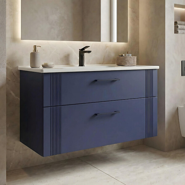HABITAT ET JARDIN - Meuble Vasque "Bari 100 v2" - 100 x 45 x 55 cm - Matte Navy Blue - large