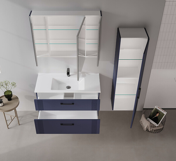 HABITAT ET JARDIN - Meuble Vasque "Bari 100 v2" - 100 x 45 x 55 cm - Matte Navy Blue - large