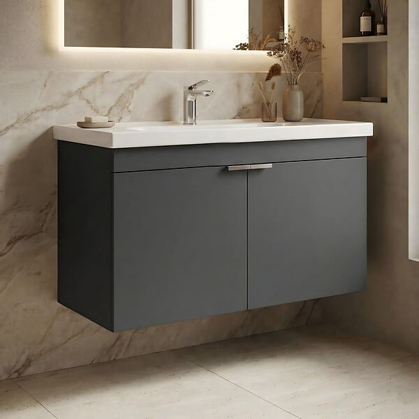 HABITAT ET JARDIN - Meuble Vasque "Desna 90" - 90 x 45 x 58 cm - Matte Anthracite - large