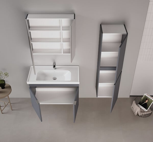 HABITAT ET JARDIN - Meuble Vasque "Desna 90" - 90 x 45 x 58 cm - Matte Anthracite - large