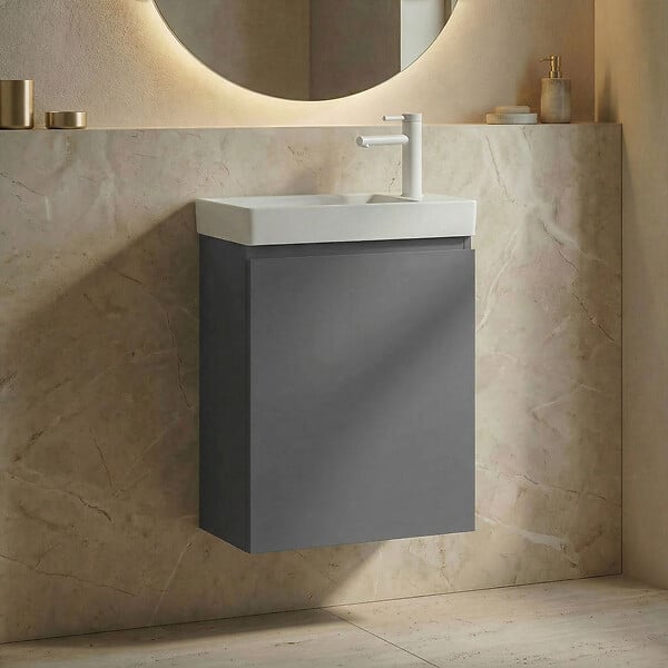 HABITAT ET JARDIN - Meuble Vasque "Ferla 40" - 40 x 22 x 50 cm - Matte Grey - large