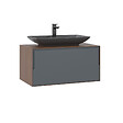 HABITAT ET JARDIN - Meuble Vasque "Craft 80" - 80 x 50 x 40 cm - Walnut / Anthracite - vignette