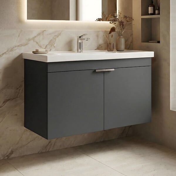 HABITAT ET JARDIN - Meuble Vasque "Desna 80" - 80 x 45 x 58 cm - Matte Anthracite - large