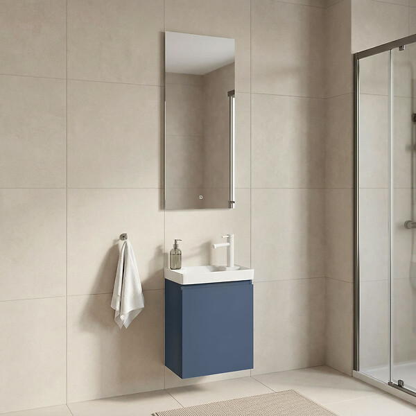 HABITAT ET JARDIN - Ensemble Meuble Vasque avec Miroir (2 Pièces) "Ferla 40" - 40 x 22 x 50 cm - Matte Blue - large
