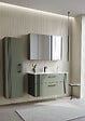 HABITAT ET JARDIN - Ensemble Meuble Vasque avec Miroir (2 Pièces) "Bari 100 v2" - 100 x 45 x 55 cm - Matte Green - vignette