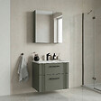 HABITAT ET JARDIN - Ensemble Meuble Vasque avec Miroir (2 Pièces) "Bari 65 v2" - 65 x 45 x 55 cm - Matte Green - vignette