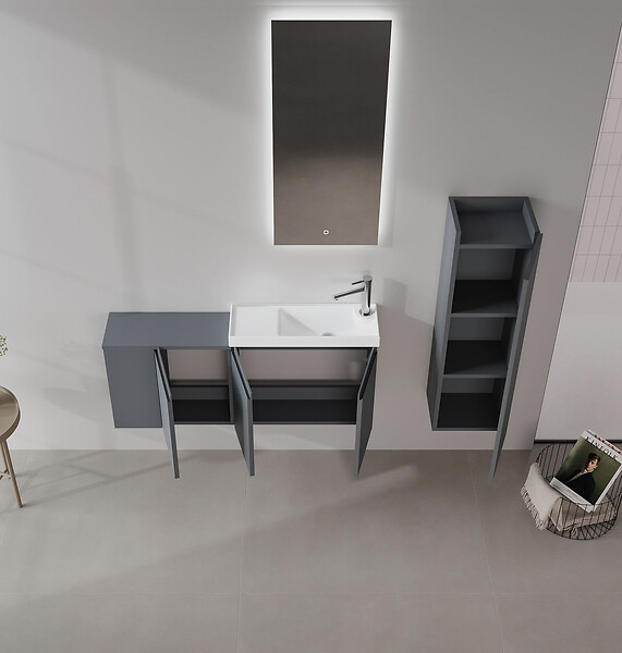 HABITAT ET JARDIN - Meuble Vasque "Ferla 110" - 110 x 22 x 45 cm - Matte Anthracite - large