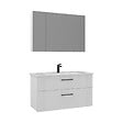 HABITAT ET JARDIN - Ensemble Meuble Vasque avec Miroir (2 Pièces) "Bari 100 v2" - 100 x 45 x 55 cm - Matte White - vignette