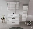HABITAT ET JARDIN - Ensemble Meuble Vasque avec Miroir (2 Pièces) "Bari 100 v2" - 100 x 45 x 55 cm - Matte White - vignette
