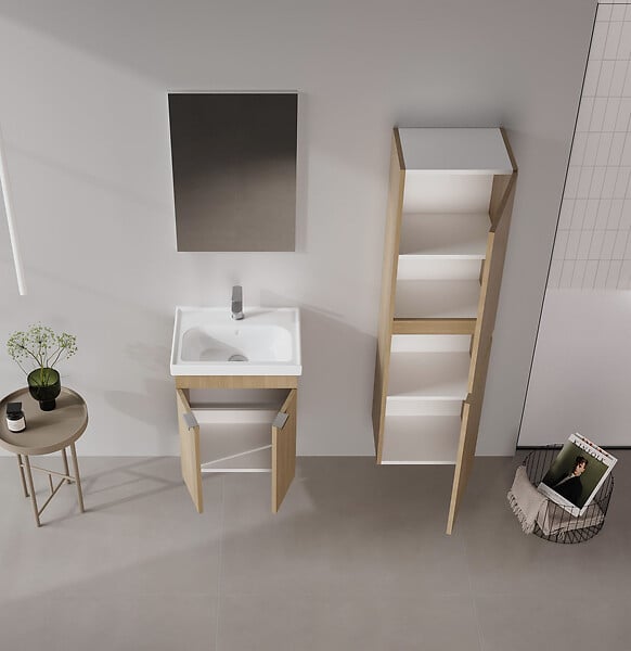 HABITAT ET JARDIN - Ensemble Meuble Vasque avec Miroir (2 Pièces) "Desna 50" - 50 x 38 x 58 cm - Oak - large