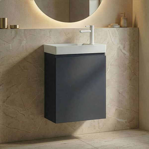 HABITAT ET JARDIN - Meuble Vasque "Ferla 40" - 40 x 22 x 50 cm - Matte Anthracite - large