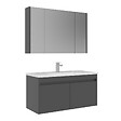 HABITAT ET JARDIN - Ensemble Meuble Vasque avec Miroir (2 Pièces) "Arno 100" - 100 x 45 x 52 cm - Grey - vignette