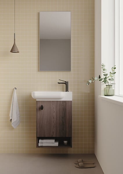HABITAT ET JARDIN - Ensemble Meuble Vasque avec Miroir (2 Pièces) "Begonya 55" - 53 x 33 x 75 cm - Walnut - large