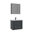 HABITAT ET JARDIN - Ensemble Meuble Vasque avec Miroir (2 Pièces) "Bari 65 v2" - 65 x 45 x 55 cm - Matte Anthracite - vignette