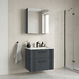 HABITAT ET JARDIN - Ensemble Meuble Vasque avec Miroir (2 Pièces) "Bari 65 v2" - 65 x 45 x 55 cm - Matte Anthracite - vignette