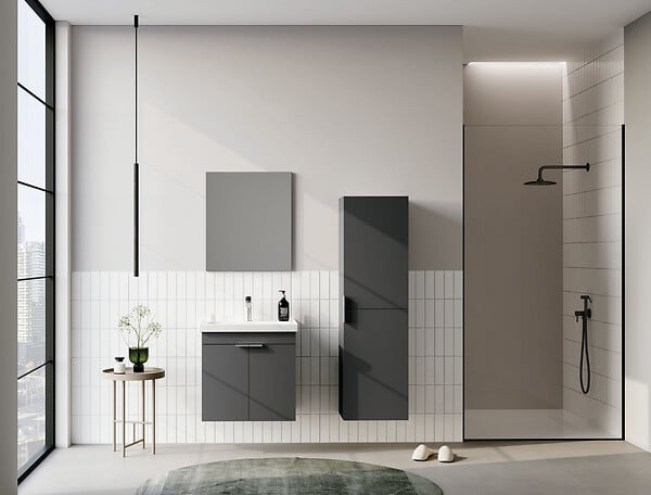HABITAT ET JARDIN - Ensemble Meuble Vasque avec Miroir (2 Pièces) "Desna 50" - 50 x 38 x 58 cm - Matte Anthracite - large