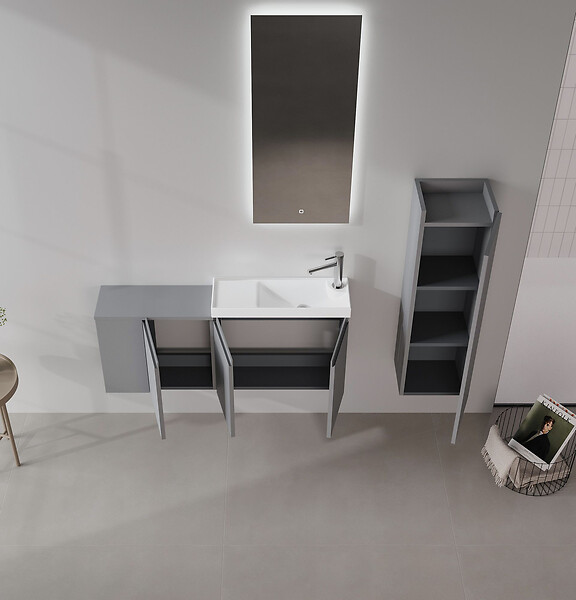 HABITAT ET JARDIN - Meuble Vasque "Ferla 110" - 110 x 22 x 45 cm - Matte Grey - large