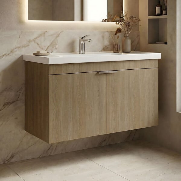 HABITAT ET JARDIN - Meuble Vasque "Desna 90" - 90 x 45 x 58 cm - Sonomo Oak - large