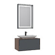 HABITAT ET JARDIN - Ensemble Meuble Vasque avec Miroir (2 Pièces) "Craft 80" - 60 x 50 x 40 cm - Walnut / Anthracite / White - vignette