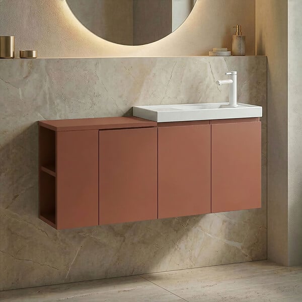 HABITAT ET JARDIN - Meuble Vasque "Ferla 110" - 110 x 22 x 45 cm - Matte Cinnamon - large