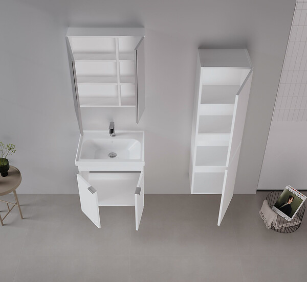 HABITAT ET JARDIN - Ensemble Meuble Vasque avec Miroir (2 Pièces) "Desna 60" - 60 x 45 x 58 cm - Matte White - large