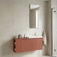 HABITAT ET JARDIN - Ensemble Meuble Vasque avec Miroir (2 Pièces) "Ferla 110" - 110 x 22 x 45 cm - Matte Cinnamon - vignette